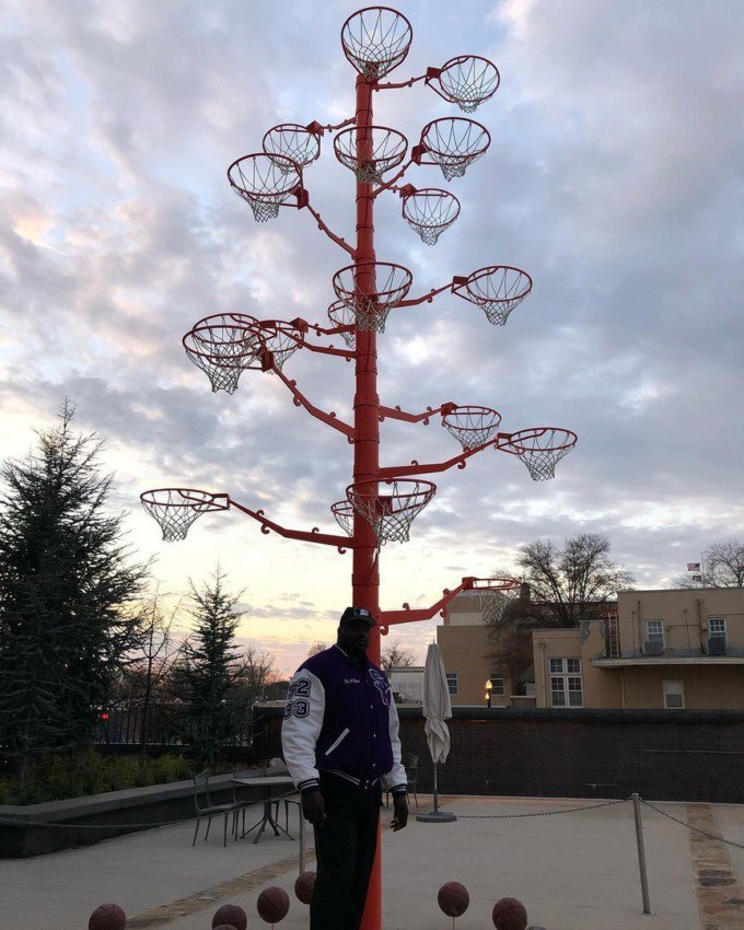 Шакли О'Нил продемонстрировал "выращенное" им дерево из оторванных баскетбольных колец
